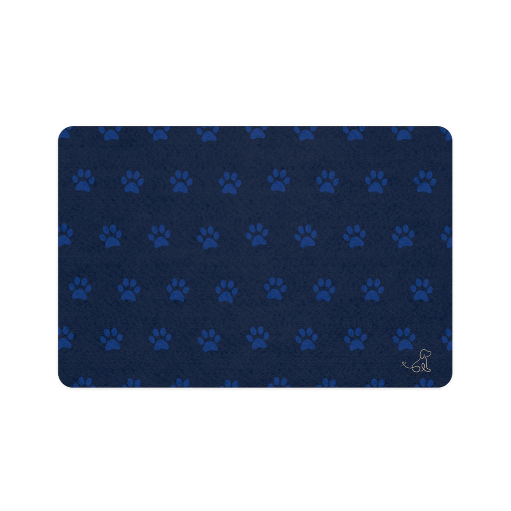Blue PawPrint Dog Bowl Mat