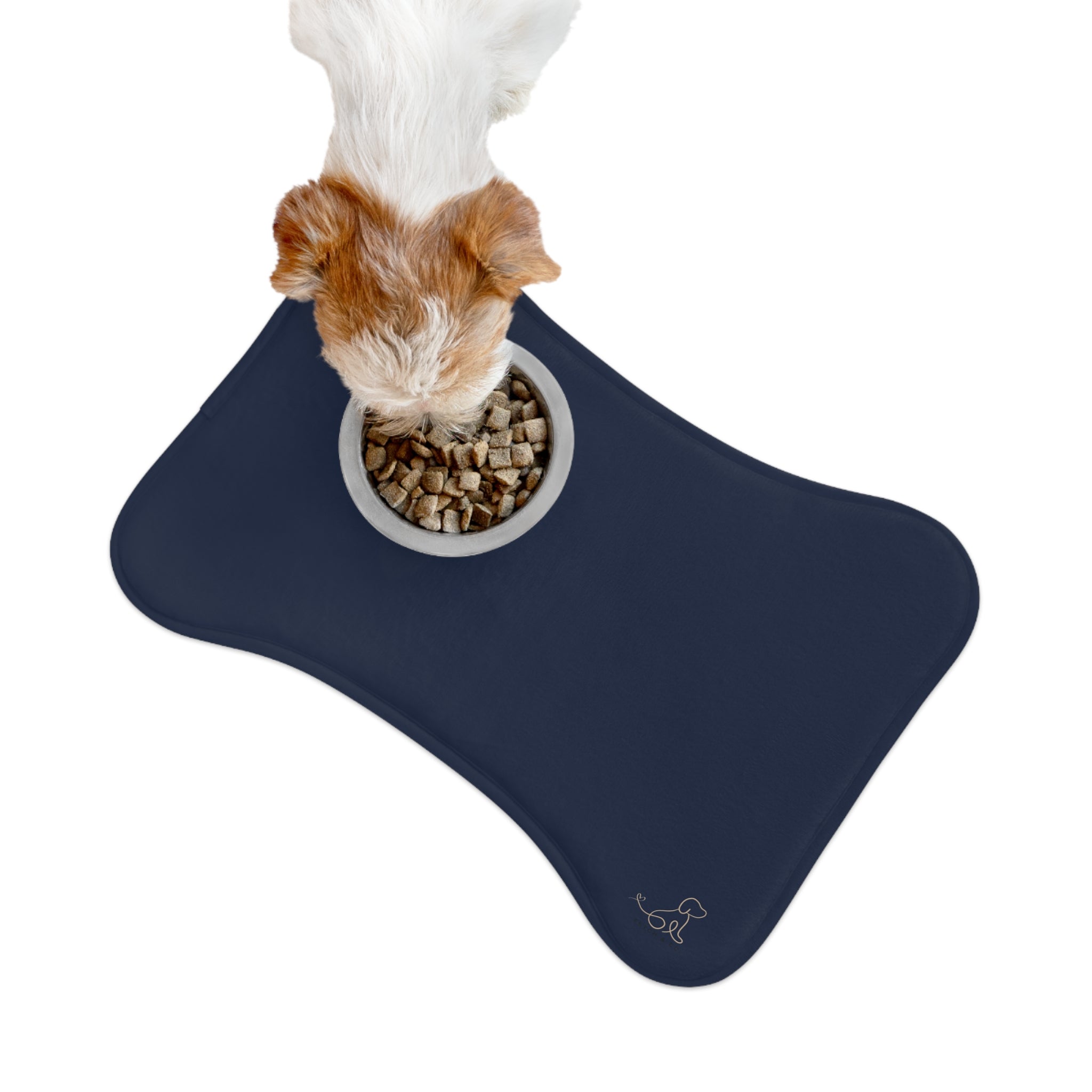 Navy Blue Bone Pet Feeding Mat