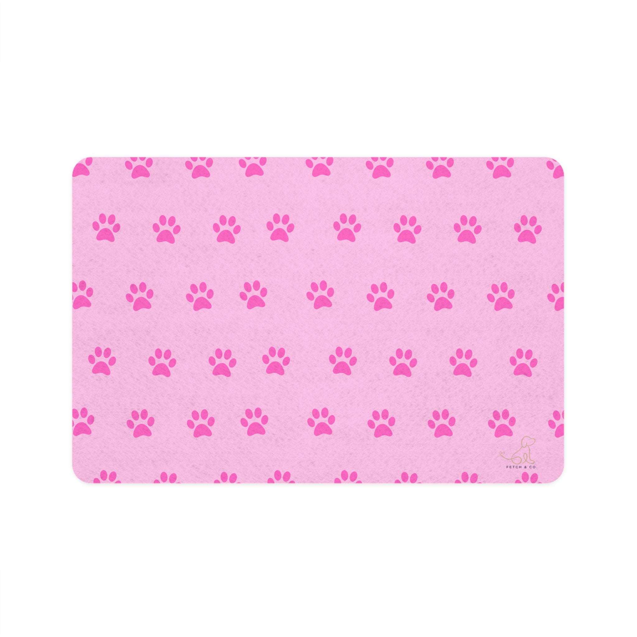 Pink PawPrint Dog Bowl Mat