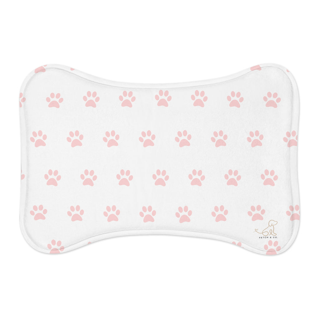White Bone Paw Print Pet Feeding Mat