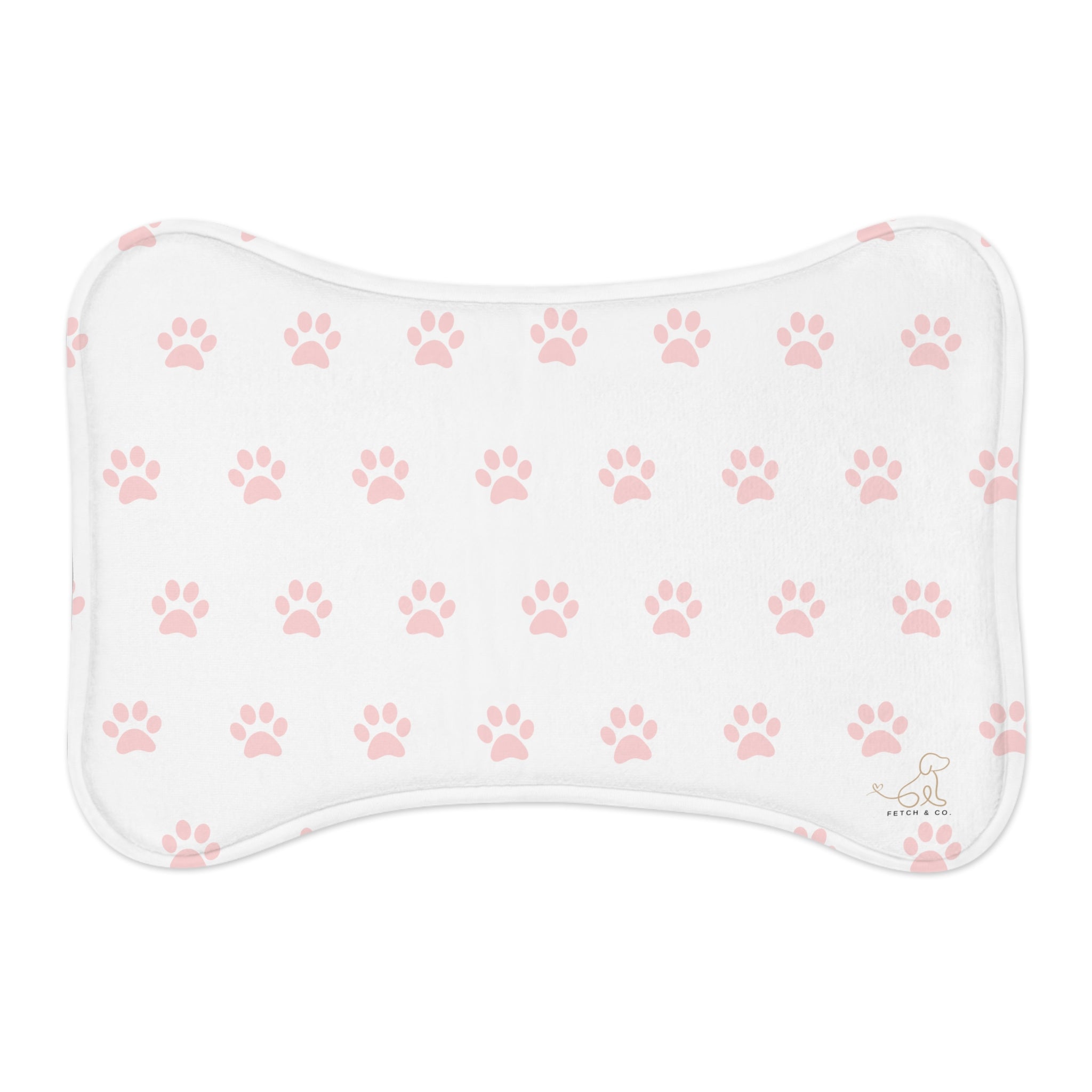 White Bone Paw Print Pet Feeding Mat