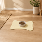 Yellow Bone-Shaped Pet Feeding Mat