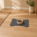 Gray Bone-Shaped Pet Feeding Mat