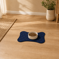 Blue Bone-Shaped Paw Print Pet Feeding Mat