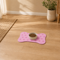 Pink Bone-Shaped Paw Print Pet Feeding Mat