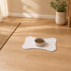 White Bone-Shaped Paw Print Pet Feeding Mat