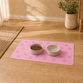 Pink Paw-Print Pet Feeding Mat