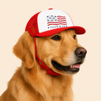 Red, White & Woof Trucker Hat — Patriotic Foam Dog Cap
