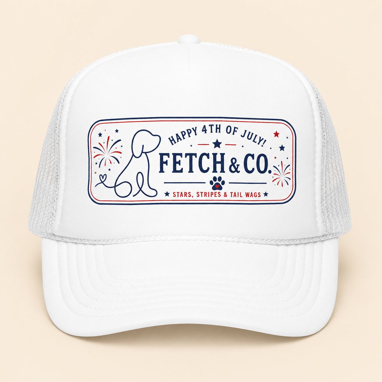 4th of July Trucker Hat — Patriotic Red, White & Blue Foam Cap