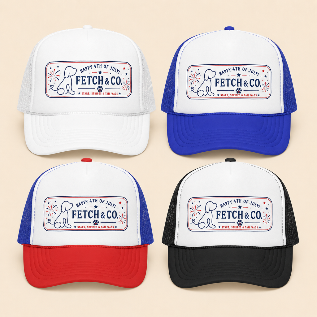 4th of July Trucker Hat — Patriotic Red, White & Blue Foam Cap