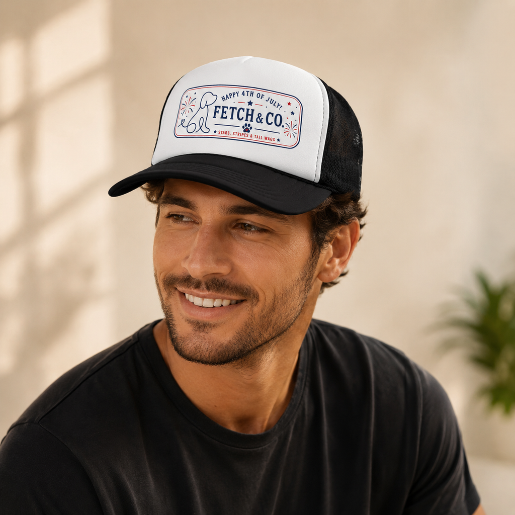 4th of July Trucker Hat — Patriotic Red, White & Blue Foam Cap