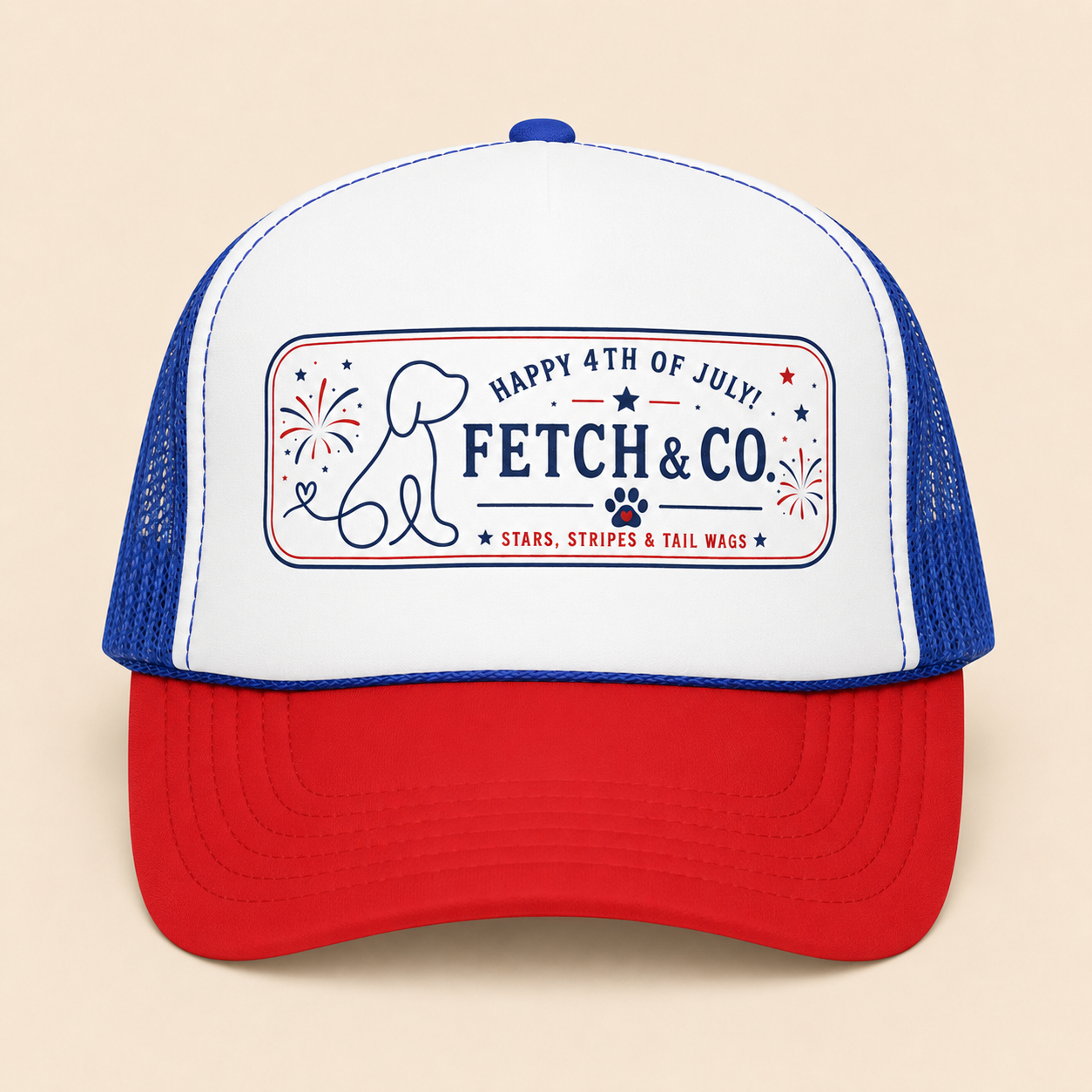4th of July Trucker Hat — Patriotic Red, White & Blue Foam Cap