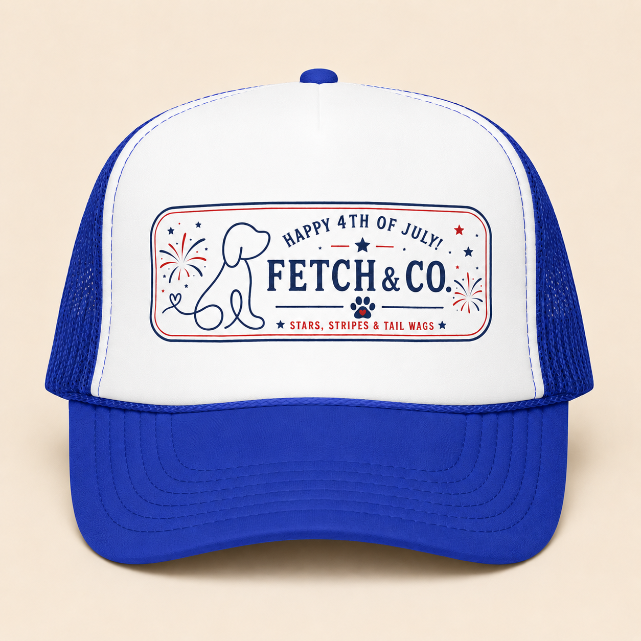 4th of July Trucker Hat — Patriotic Red, White & Blue Foam Cap