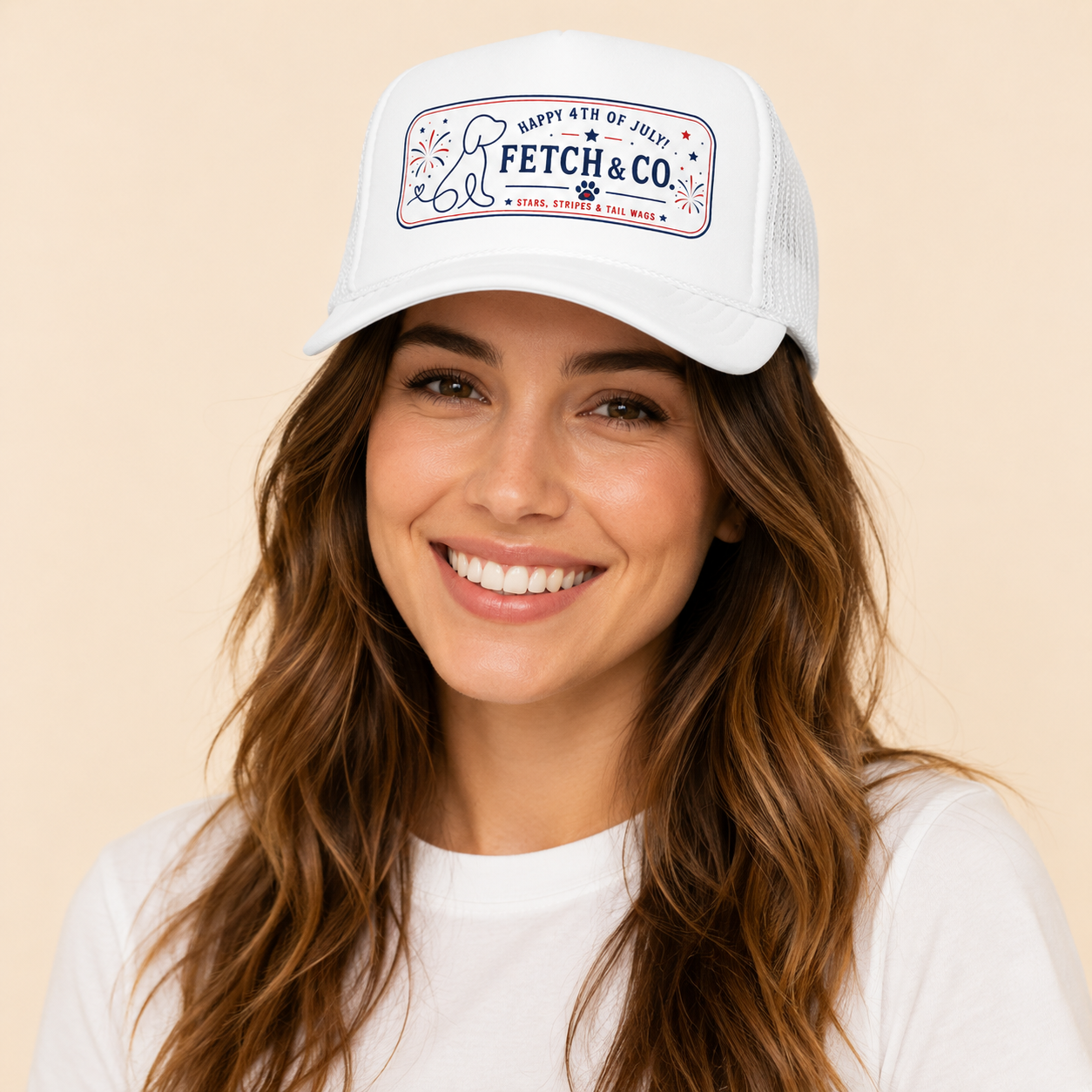 4th of July Trucker Hat — Patriotic Red, White & Blue Foam Cap