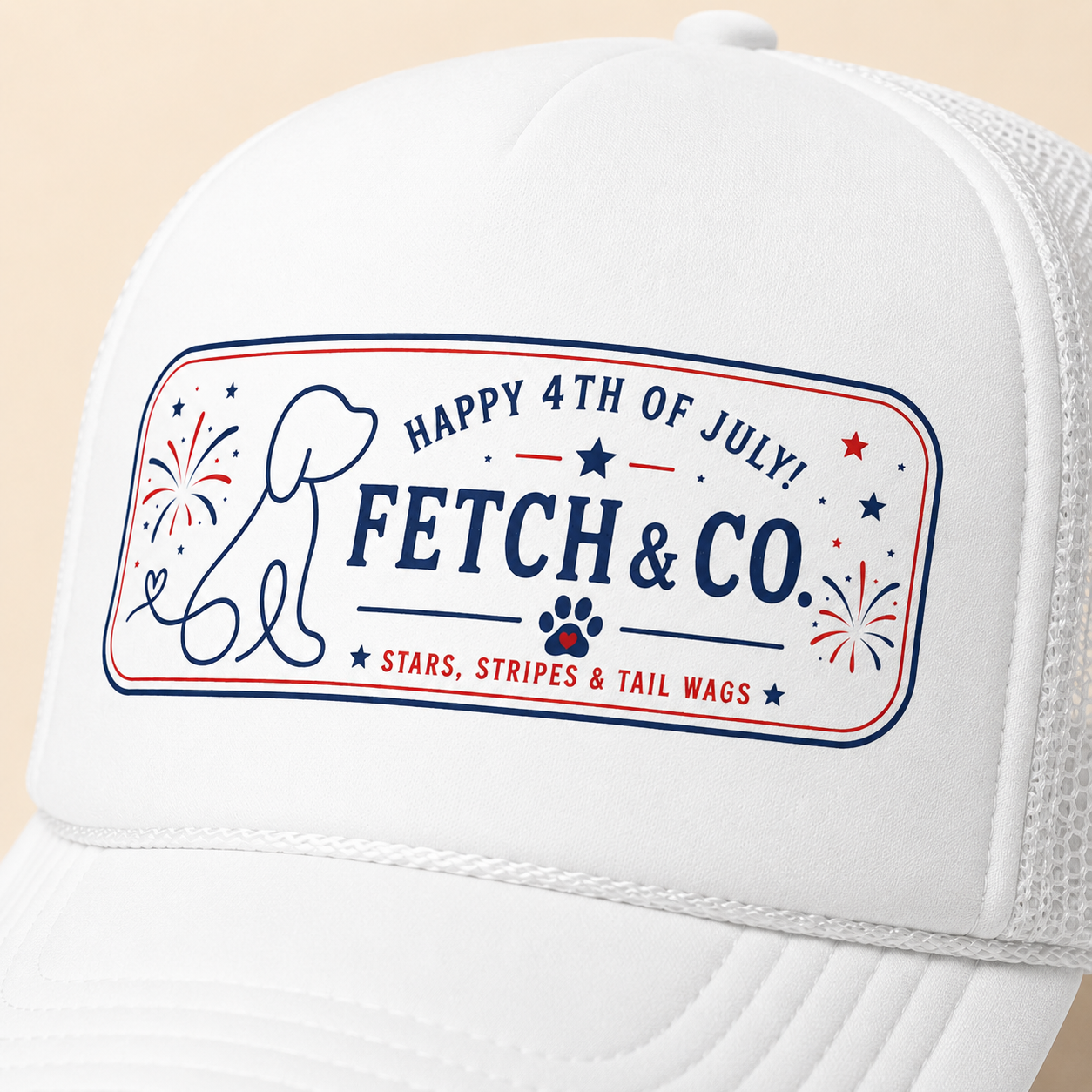 4th of July Trucker Hat — Patriotic Red, White & Blue Foam Cap