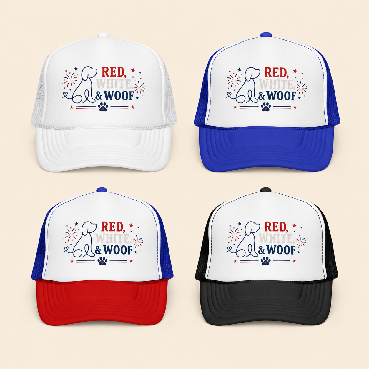 4th of July Trucker Hat — Patriotic Red, White & Blue Foam Cap