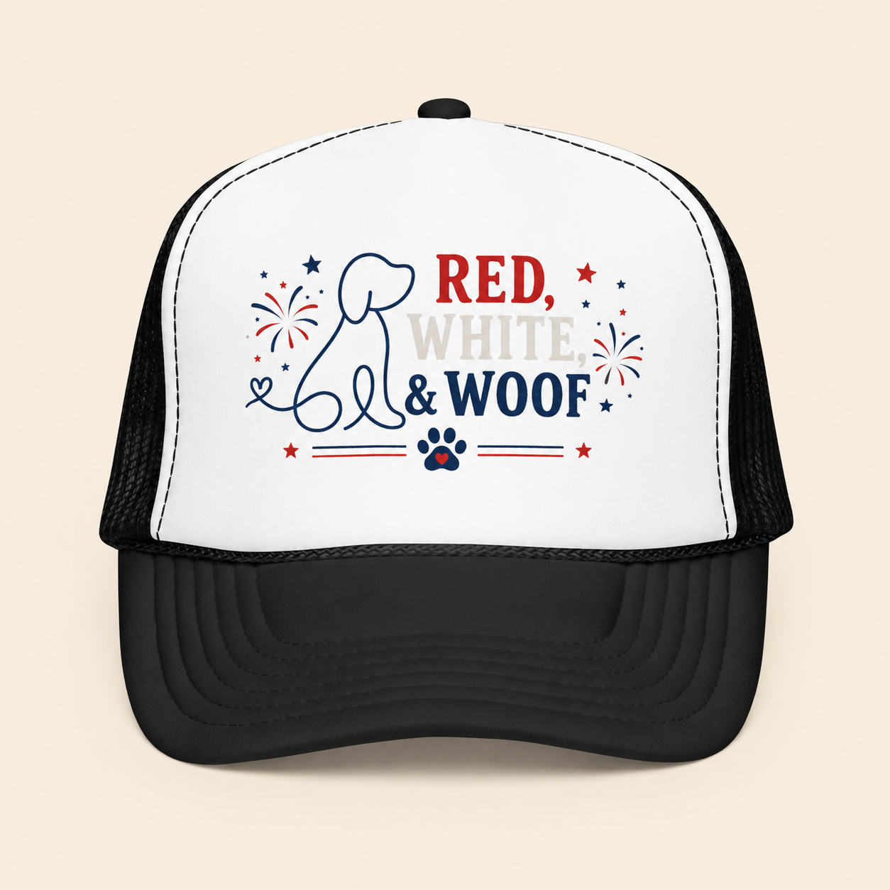4th of July Trucker Hat — Patriotic Red, White & Blue Foam Cap