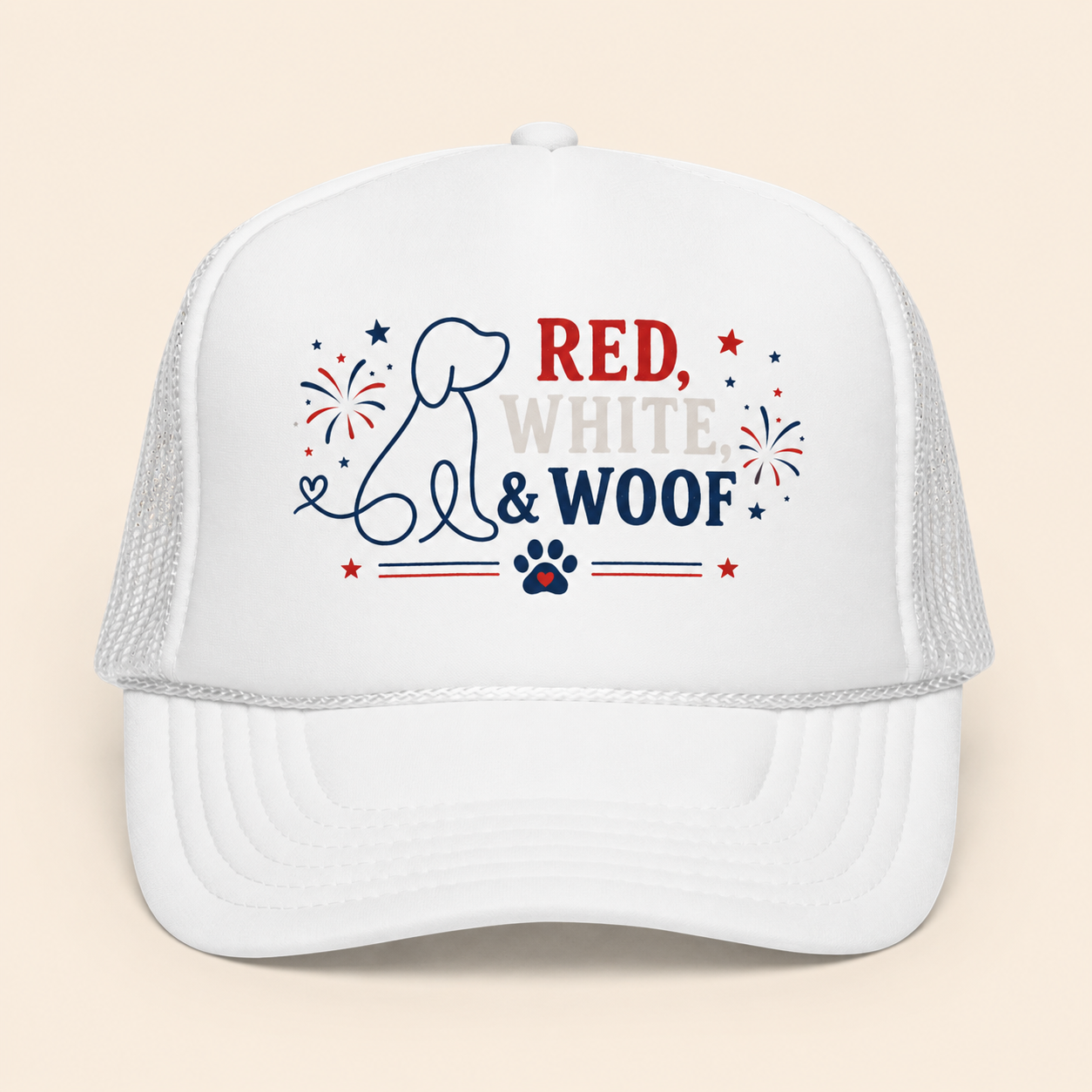 4th of July Trucker Hat — Patriotic Red, White & Blue Foam Cap