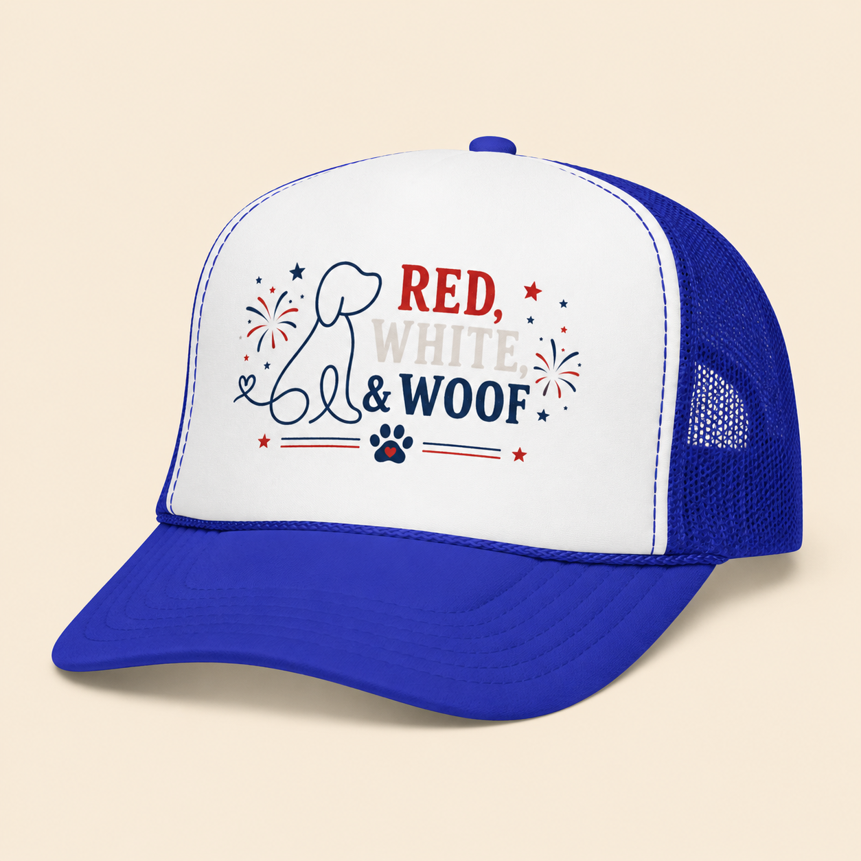4th of July Trucker Hat — Patriotic Red, White & Blue Foam Cap