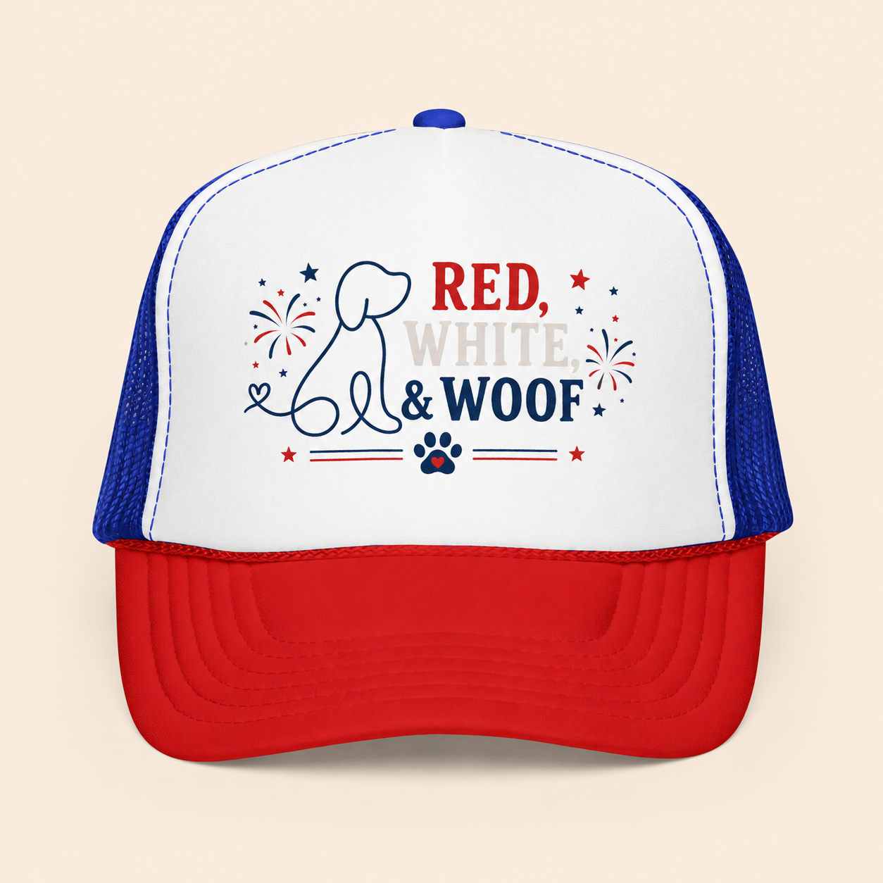 4th of July Trucker Hat — Patriotic Red, White & Blue Foam Cap