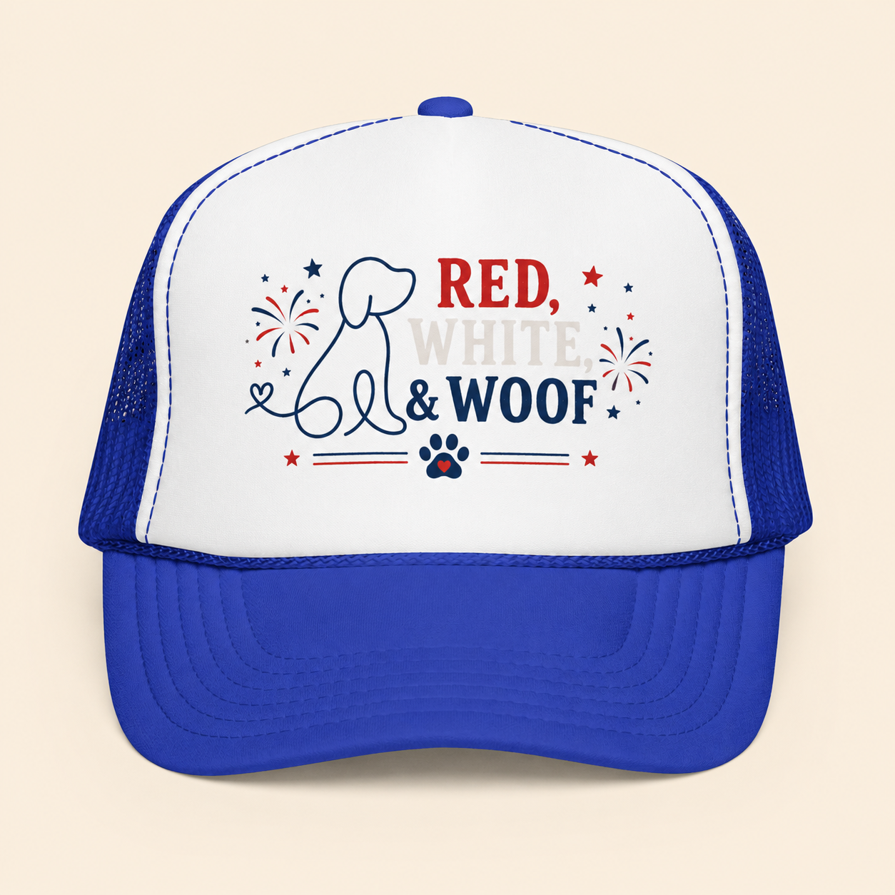 4th of July Trucker Hat — Patriotic Red, White & Blue Foam Cap