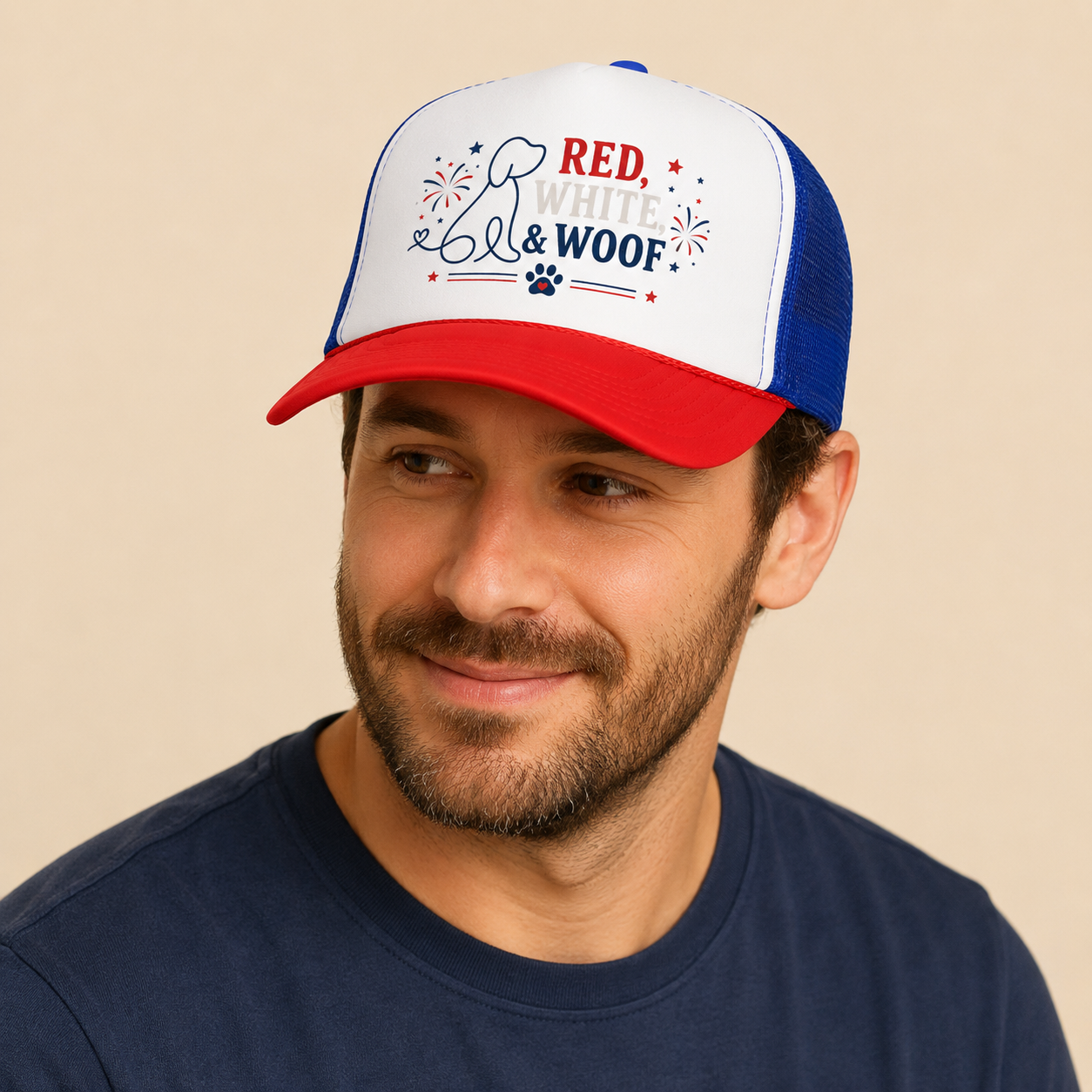 4th of July Trucker Hat — Patriotic Red, White & Blue Foam Cap