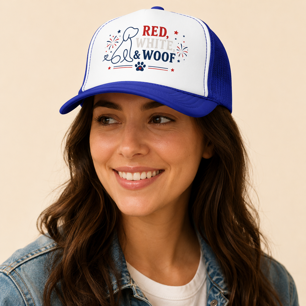 4th of July Trucker Hat — Patriotic Red, White & Blue Foam Cap