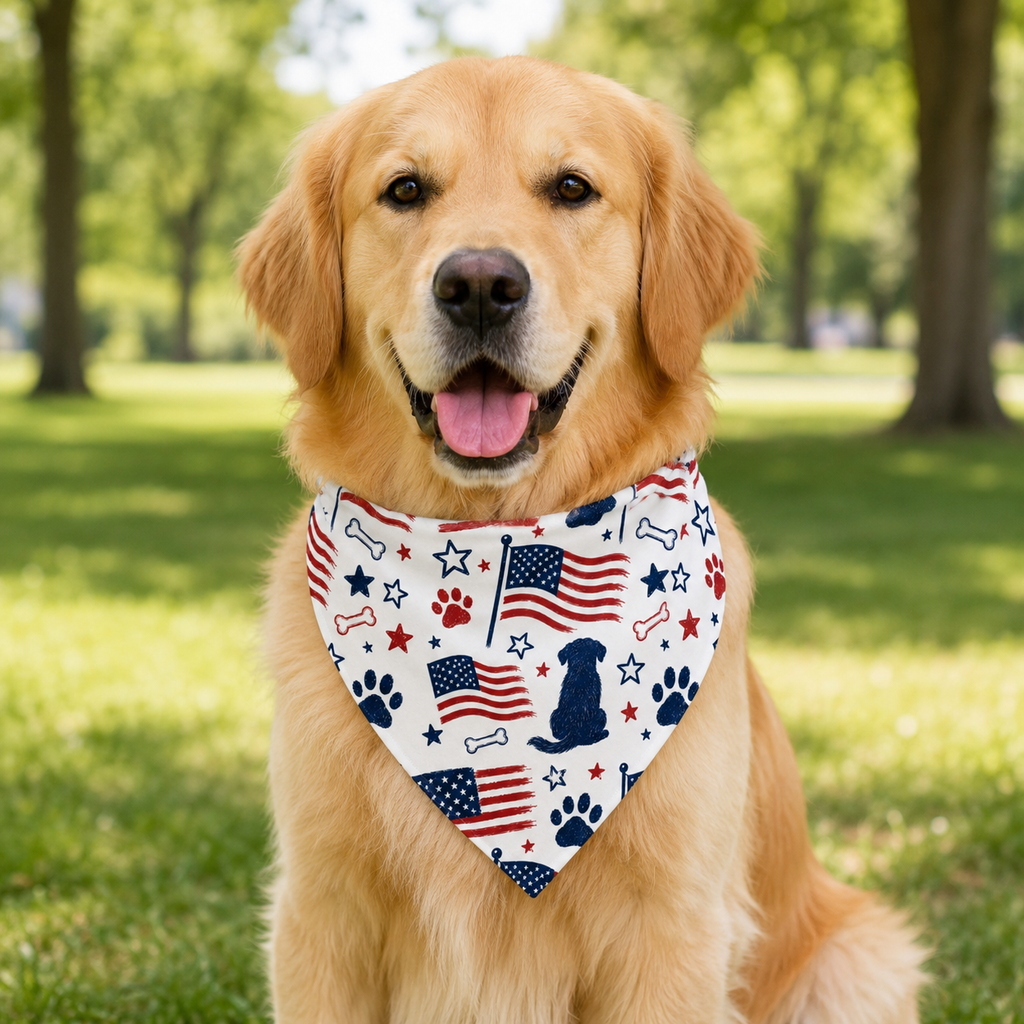 Red, White & Woof Dog Bandana — Patriotic 4th of July Pet Bandana