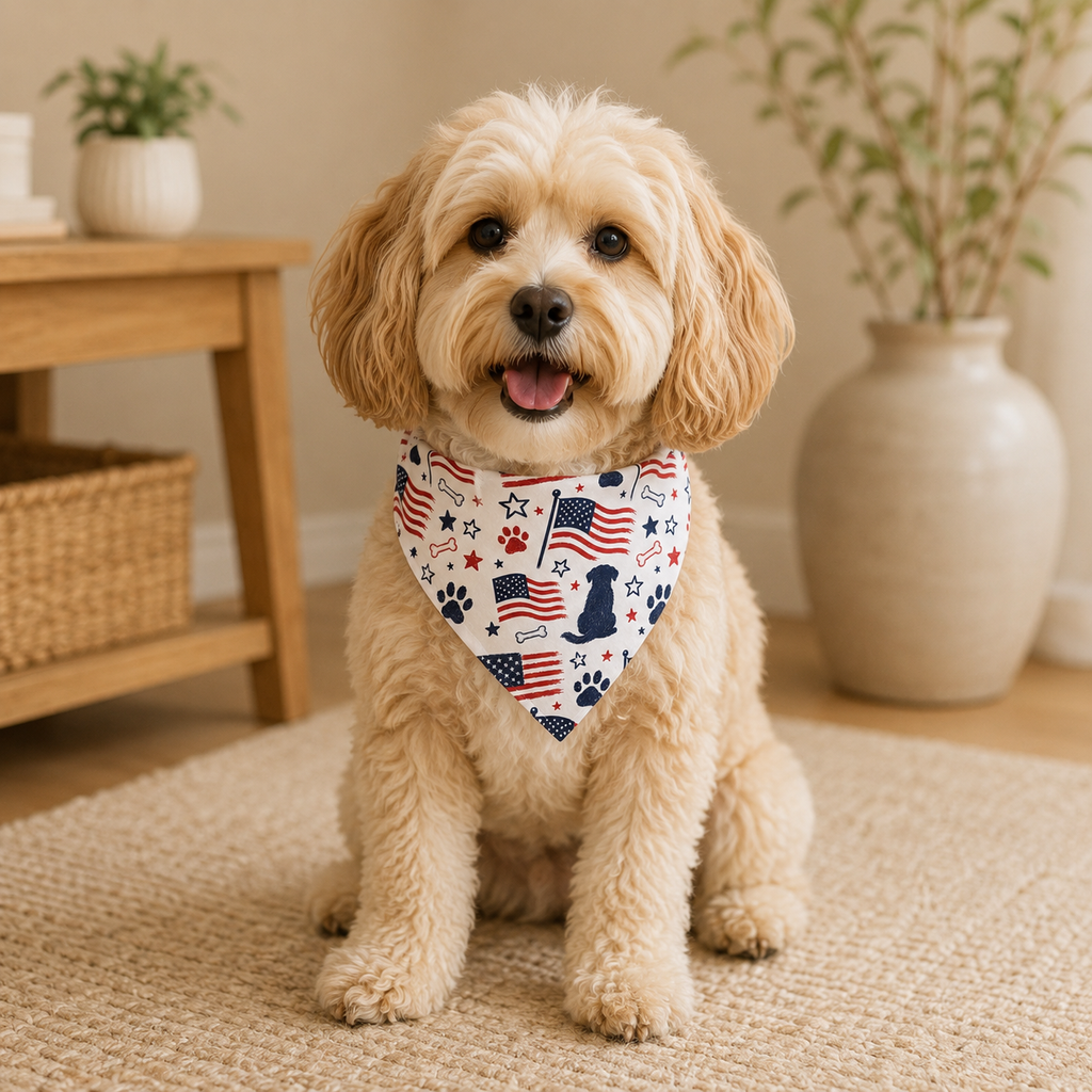 Red, White & Woof Dog Bandana — Patriotic 4th of July Pet Bandana