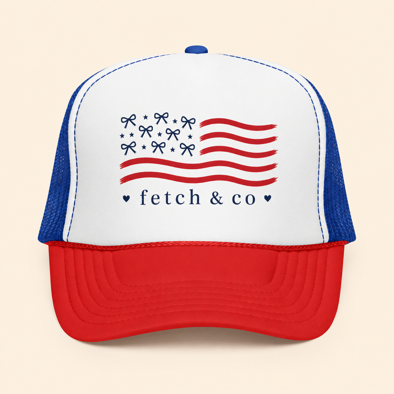 4th of July Trucker Hat — Patriotic Red, White & Blue Foam Cap