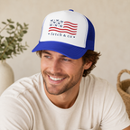 4th of July Trucker Hat — Patriotic Red, White & Blue Foam Cap