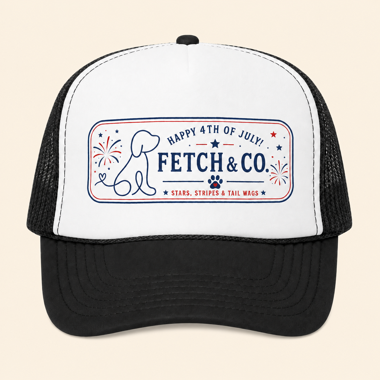 4th of July Trucker Hat — Patriotic Red, White & Blue Foam Cap