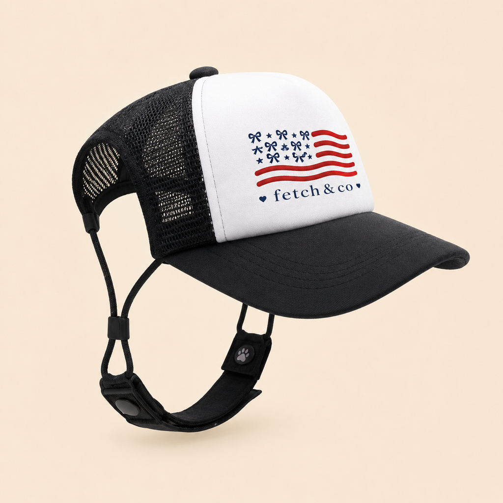 Red, White & Woof Trucker Hat — Patriotic Foam Dog Cap