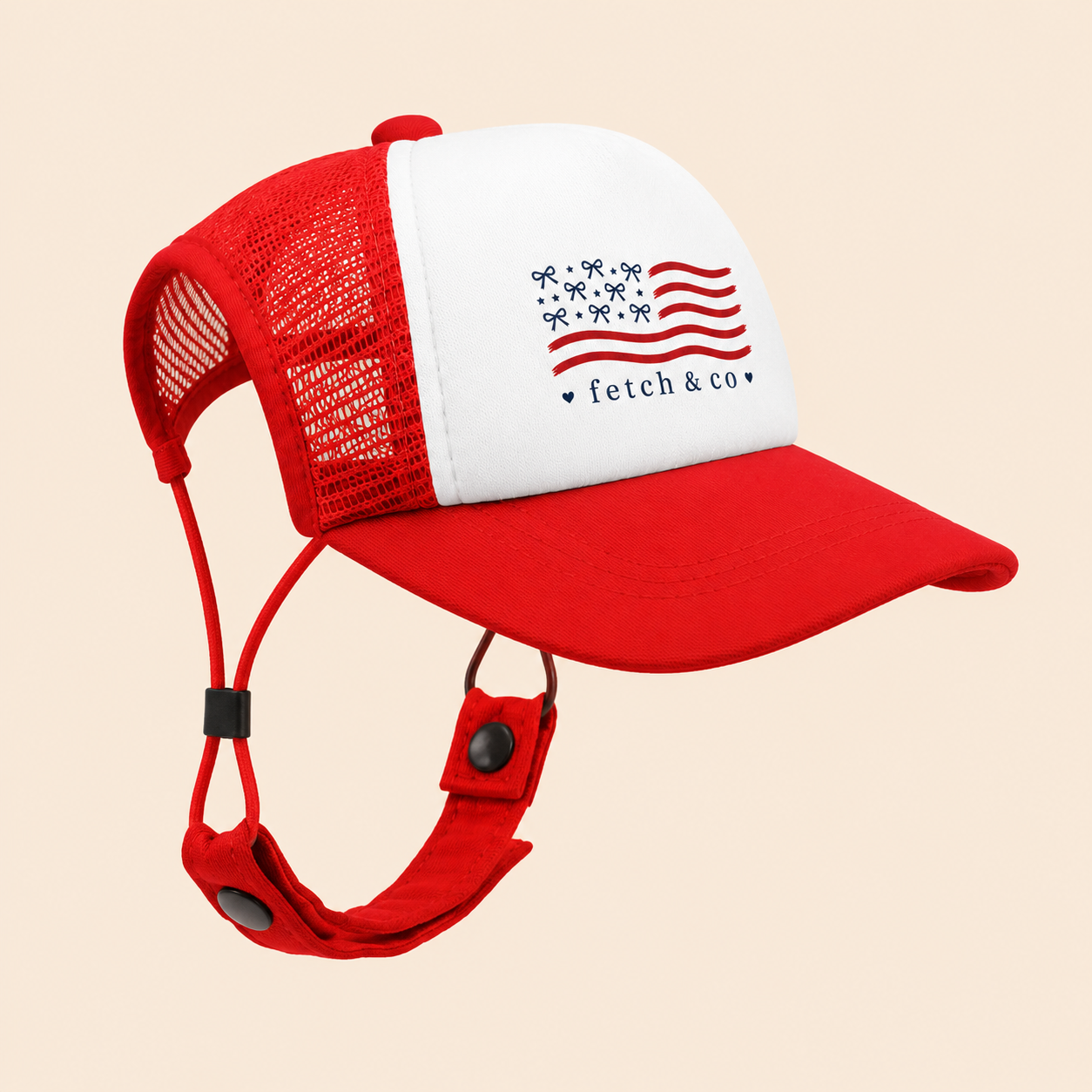 Red, White & Woof Trucker Hat — Patriotic Foam Dog Cap