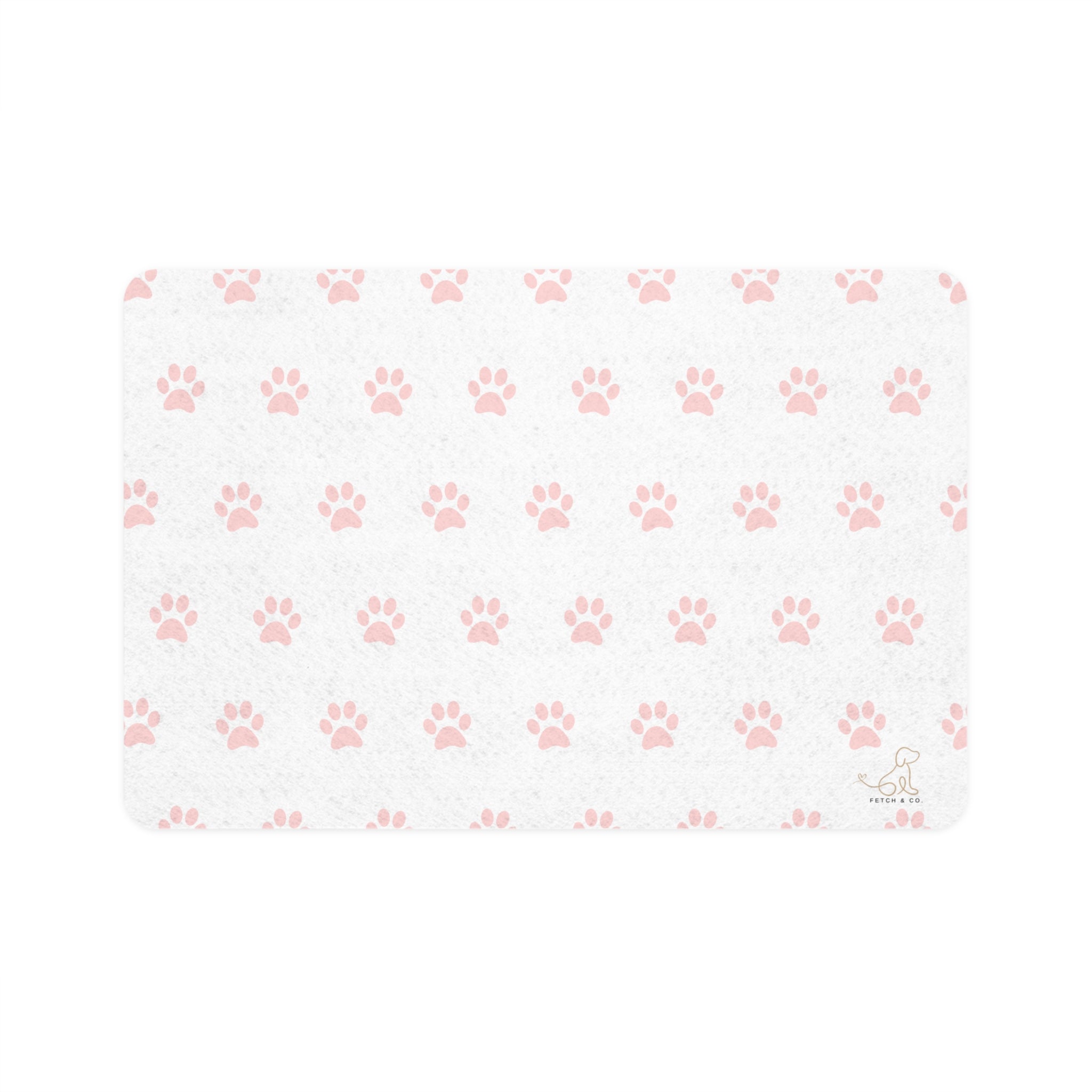 White/Pink PawPrint Dog Bowl Mat