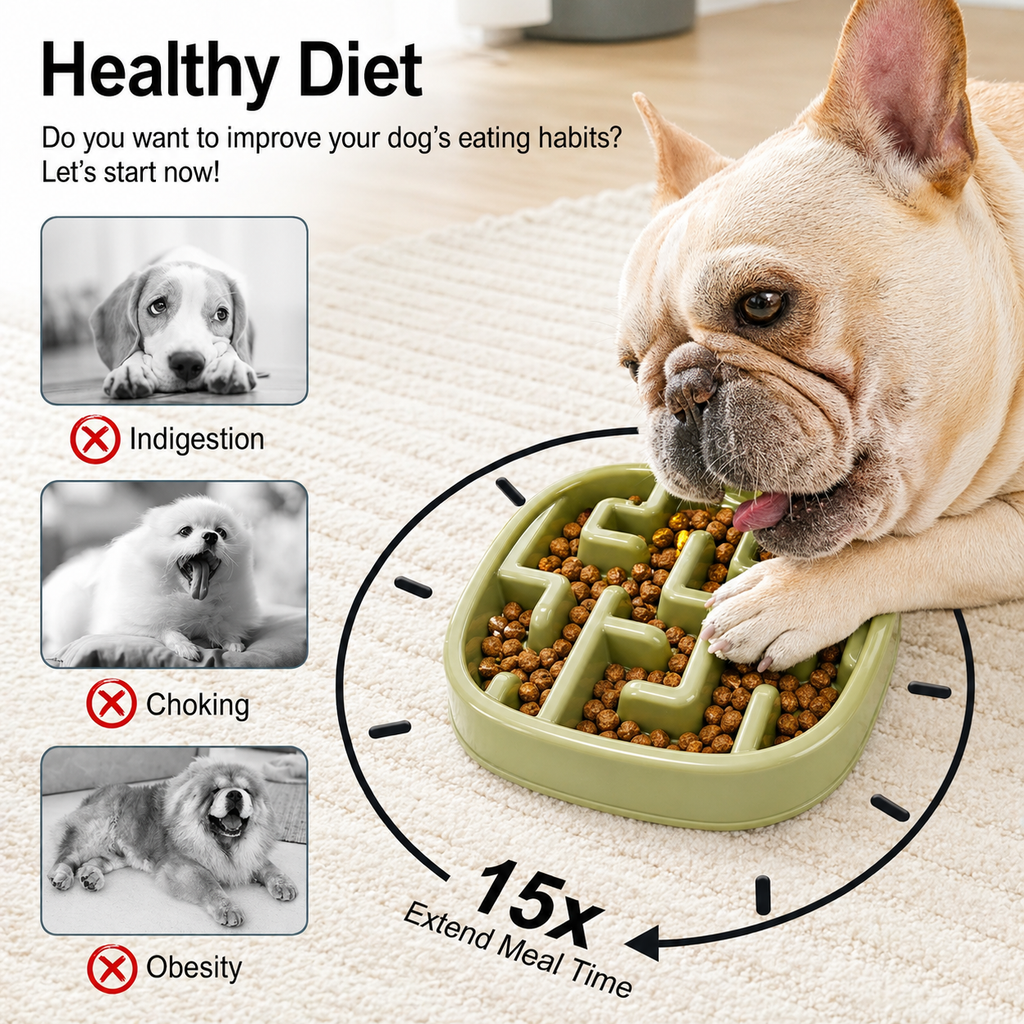Slow Feeder Dog Bowl – Non-Slip Anti-Gulping for Small, Medium & Large Dogs