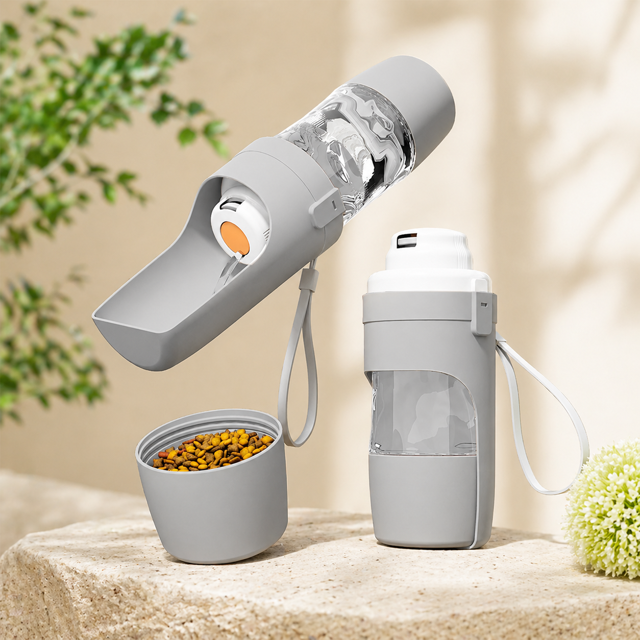 2-in-1 Dog Travel Bottle – Water & Food On the Go
