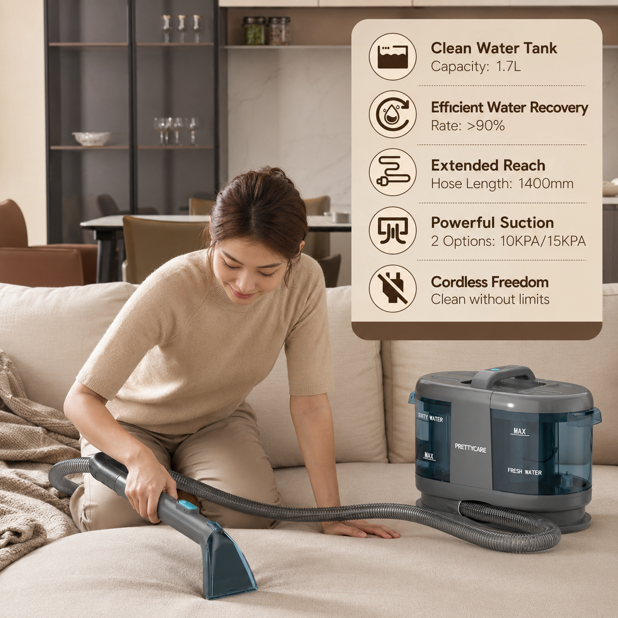 Cordless Spray Vacuum for Carpet & Upholstery