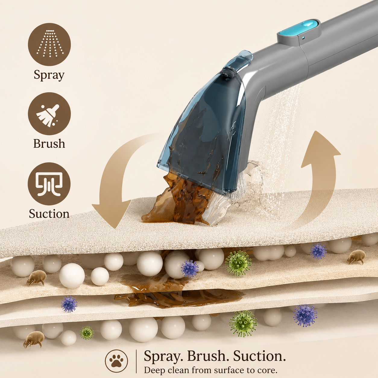 Cordless Spray Vacuum for Carpet & Upholstery