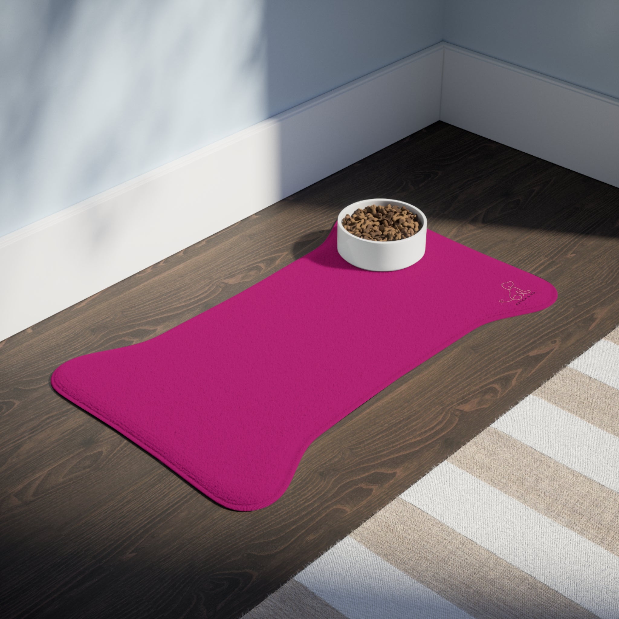 Pink Bone Pet Feeding Mat