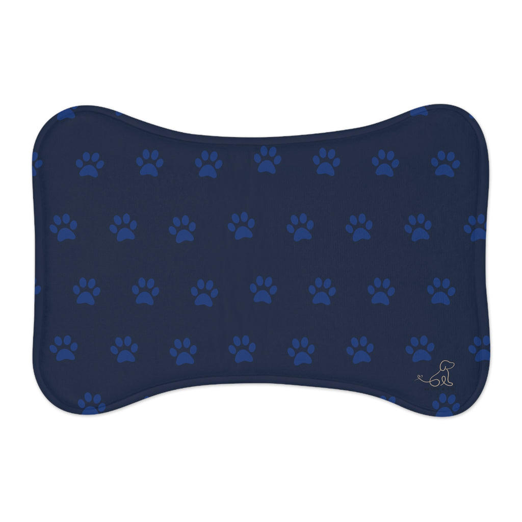 Blue Bone Paw Print Pet Feeding Mat
