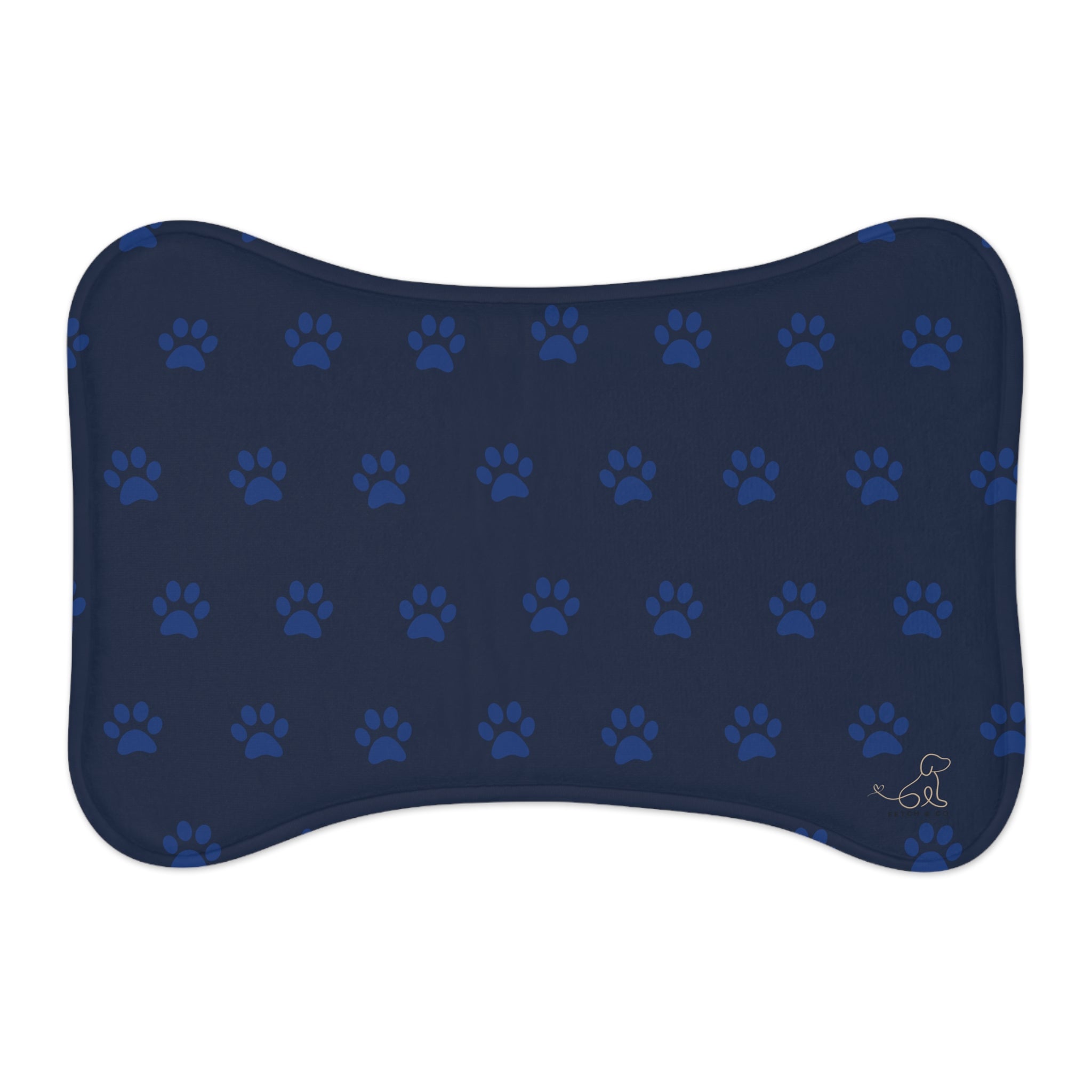 Blue Bone Paw Print Pet Feeding Mat