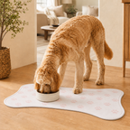 White Bone-Shaped Paw Print Pet Feeding Mat