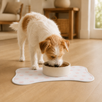 White Bone-Shaped Paw Print Pet Feeding Mat