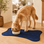 Blue Bone-Shaped Paw Print Pet Feeding Mat