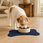 Blue Bone-Shaped Paw Print Pet Feeding Mat