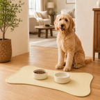 Yellow Bone-Shaped Pet Feeding Mat