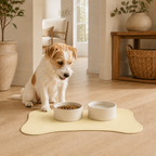 Yellow Bone-Shaped Pet Feeding Mat