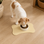 Yellow Bone-Shaped Pet Feeding Mat