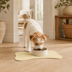 Yellow Bone-Shaped Pet Feeding Mat